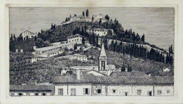 Incisioni, stampe intitolato "Fiesole" da Benvenuto Maria Disertori, Opera d'arte originale, Acquaforte