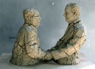 Sculpture titled "Mao et Nixon" by Song Benxing, Original Artwork