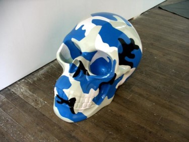 Sculpture intitulée "crâne camouflé N°3" par Song Benxing, Œuvre d'art originale