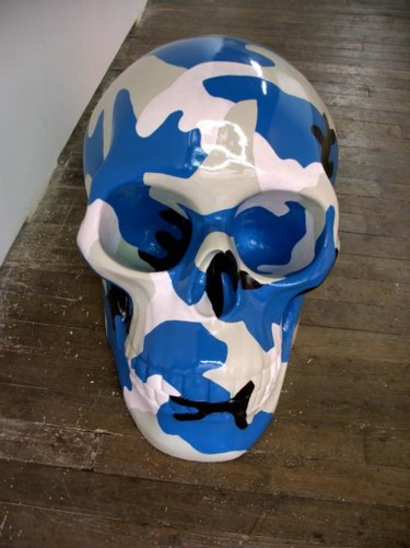 Sculpture intitulée "crâne camouflé N°4" par Song Benxing, Œuvre d'art originale
