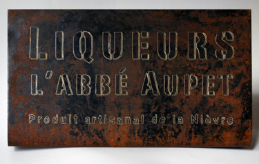 Artisanat intitulée "Rouille gravée A.B.…" par Béopé, Œuvre d'art originale, Décoration de maison