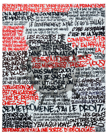 Pittura intitolato "La Coviderie" da Béopé, Opera d'arte originale, Inchiostro