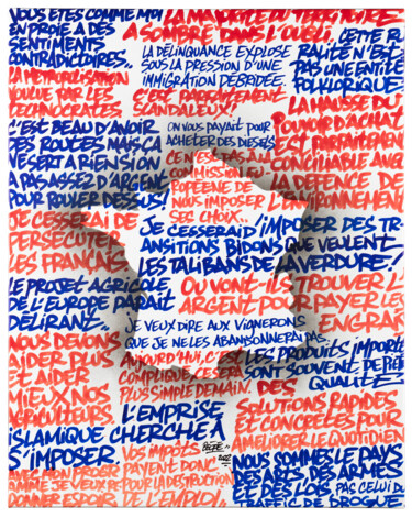 Malarstwo zatytułowany „Le Pen” autorstwa Béopé, Oryginalna praca, Atrament