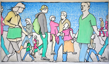 Malerei mit dem Titel "Le tour des gens mo…" von Béopé, Original-Kunstwerk, Sprühfarbe