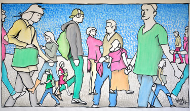 Schilderij getiteld "Le tour des gens mo…" door Béopé, Origineel Kunstwerk, Graffiti