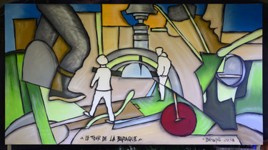 Peinture intitulée "Le tour de la baraq…" par Béopé, Œuvre d'art originale, Bombe aérosol