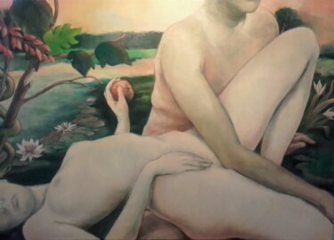 Pintura titulada "Adamo ed eva...la p…" por Beppe Nicoli, Obra de arte original, Oleo Montado en Bastidor de camilla de made…