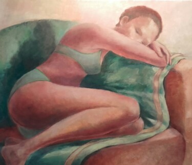 Painting titled "Quieto sonno." by Beppe Nicoli, Original Artwork, Oil Mounted on Wood Stretcher frame