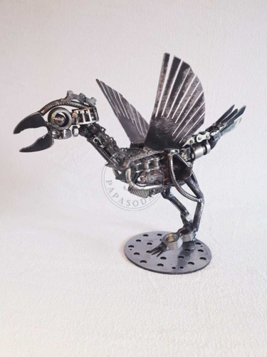 Sculpture titled "jurassic bird" by Béranger Papasodaro, Original Artwork, Metals