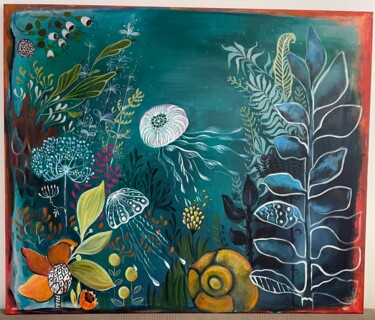 Картина под названием "aquarium" - Berastjanka, Подлинное произведение искусства, Акрил Установлен на Деревянная рама для но…
