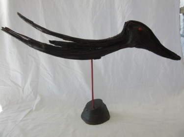 Sculpture intitulée "Je vole" par Berdi, Œuvre d'art originale, Bois