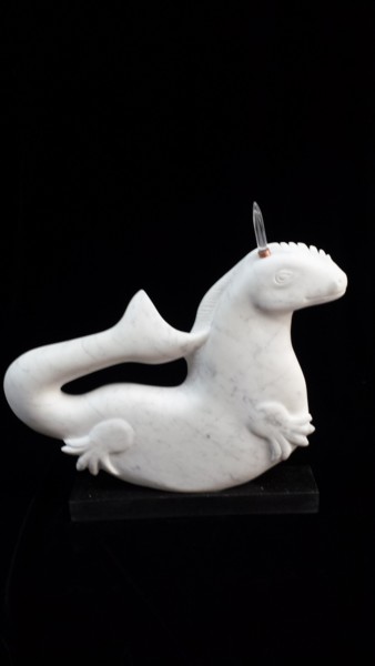 Скульптура под названием "happy dragon" - Berendina De Ruiter, Подлинное произведение искусства, Камень