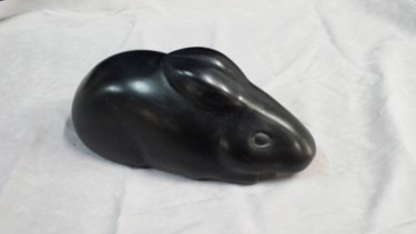 Sculpture titled "black rabbit" by Berendina De Ruiter, Original Artwork, Stone