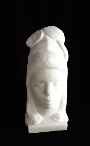 「young girl with hea…」というタイトルの彫刻 Berendina De Ruiterによって, オリジナルのアートワーク, ストーン