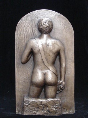 Sculptuur getiteld "David's back" door Berendina De Ruiter, Origineel Kunstwerk, Bronzen