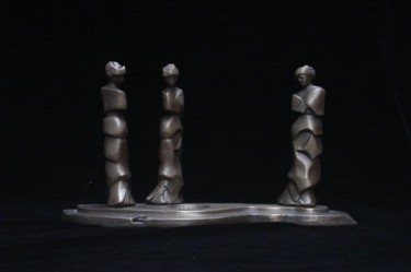 Sculpture titled "three geishas" by Berendina De Ruiter, Original Artwork, Metals