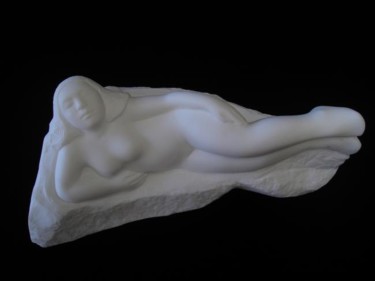 Skulptur mit dem Titel "Full Moon" von Berendina De Ruiter, Original-Kunstwerk, Stein