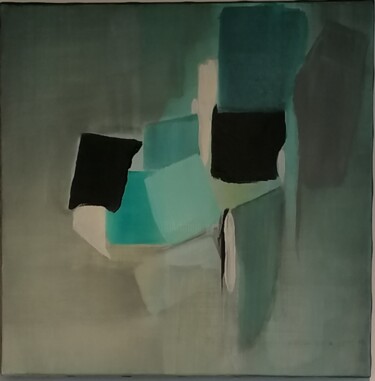 Peinture intitulée "Composition en vert…" par Bérengère Bloch Lansac, Œuvre d'art originale, Acrylique