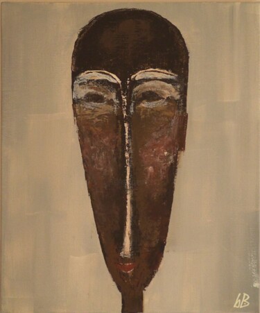 Schilderij getiteld "Masque gris" door Bérengère Bloch Lansac, Origineel Kunstwerk, Acryl