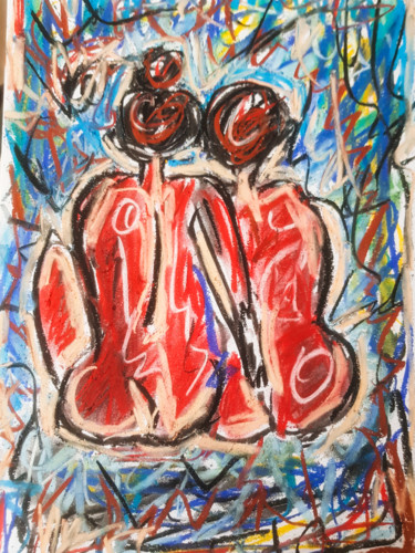 Dessin intitulée "L"ile d'amour I" par Bérengère Jullian (MAGDA), Œuvre d'art originale, Pastel