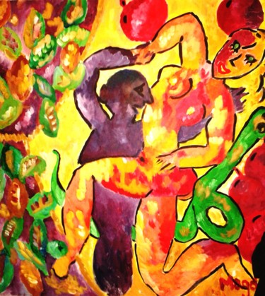 Peinture intitulée "Adam et Eve" par Bérengère Jullian (MAGDA), Œuvre d'art originale, Acrylique