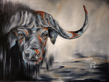 Painting titled "Buffle du Cap" by Bérengère Labarthe (Lab-Art), Original Artwork, Acrylic