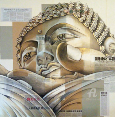 Drawing titled "Big buddha of Hong…" by Bérengère Labarthe (Lab-Art), Original Artwork, Pencil