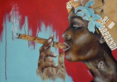 Painting titled "La Cubamania" by Bérengère Labarthe (Lab-Art), Original Artwork, Acrylic Mounted on Wood Stretcher frame