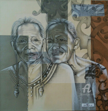 Dibujo titulada "Un amour Orang Ulu" por Bérengère Labarthe (Lab-Art), Obra de arte original, Carbón