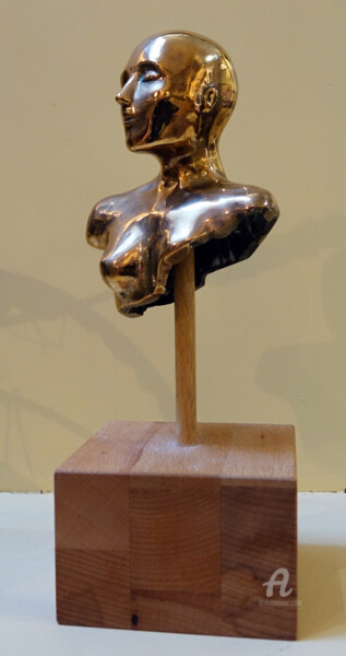 Skulptur mit dem Titel "La femme chauve" von Bérengère Labarthe (Lab-Art), Original-Kunstwerk, Bronze