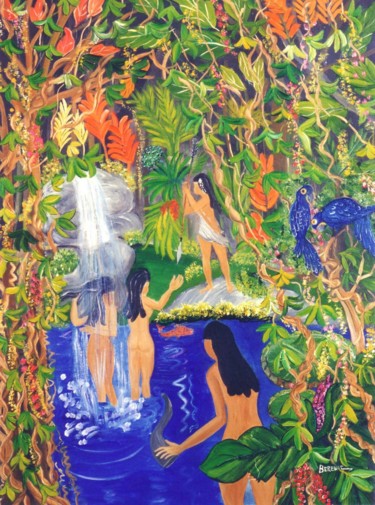 Peinture intitulée "As amazonas,acrílic…" par Berenic Bere, Œuvre d'art originale, Huile