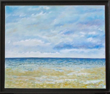 Painting titled "Marine II" by Bérénice Bertin, Original Artwork, Oil Mounted on Wood Stretcher frame