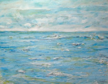 Painting titled "Marine" by Bérénice Bertin, Original Artwork, Oil Mounted on Cardboard