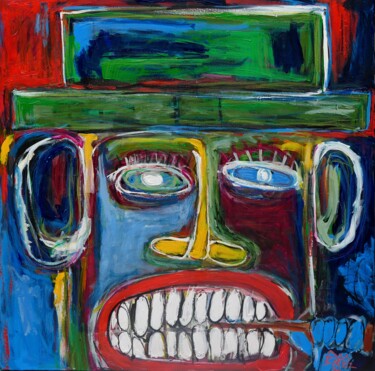 Painting titled "Large abstract face" by Berez, Original Artwork, Acrylic