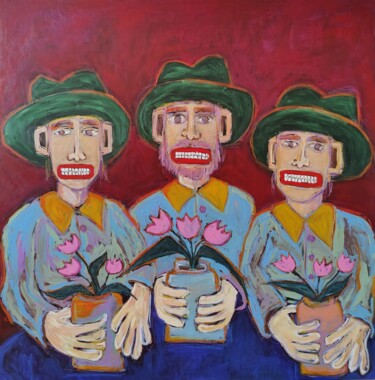 绘画 标题为“Man with a tulips” 由Berez, 原创艺术品, 油