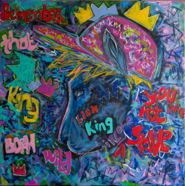 Malerei mit dem Titel "King Lion" von Berez, Original-Kunstwerk, Acryl