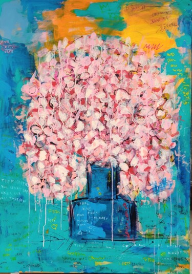 Peinture intitulée "Pink flowers" par Berez, Œuvre d'art originale, Acrylique