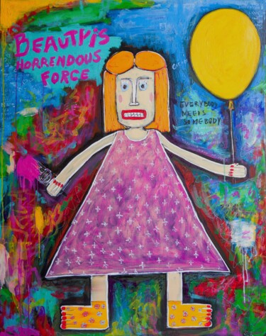 Pintura intitulada "Girl with baloon" por Berez, Obras de arte originais, Acrílico