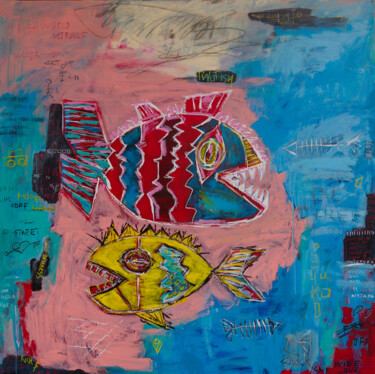 Schilderij getiteld "Two fishes" door Berez, Origineel Kunstwerk, Acryl