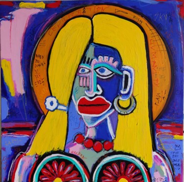 Pittura intitolato "Female face portrait" da Berez, Opera d'arte originale, Acrilico