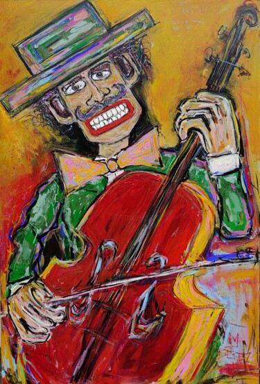 Painting titled "Contrabassist" by Berez, Original Artwork, Acrylic