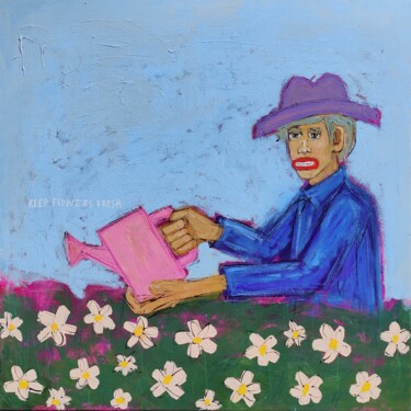 Painting titled "Keep flowers fresh" by Berez, Original Artwork, Acrylic