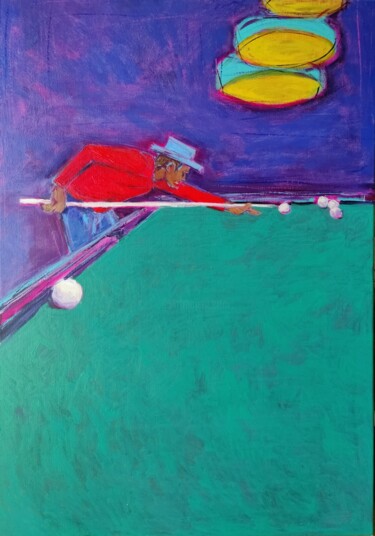 Painting titled "The billiards player" by Berez, Original Artwork, Acrylic