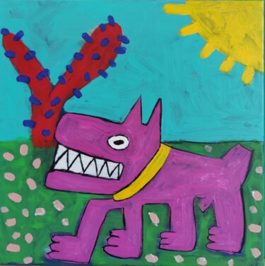 Painting titled "Angry dog" by Berez, Original Artwork, Acrylic