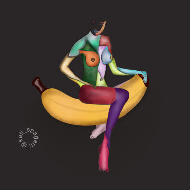 Artes digitais intitulada "На банане" por Berezikova Ekaterina, Obras de arte originais, Trabalho Digital 2D