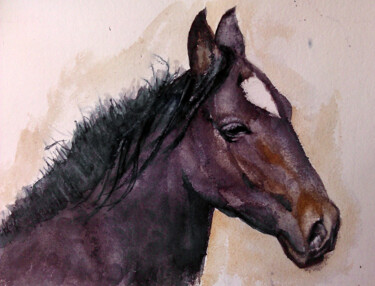 Peinture intitulée "cheval.jpg" par Berge Areslanian, Œuvre d'art originale, Aquarelle