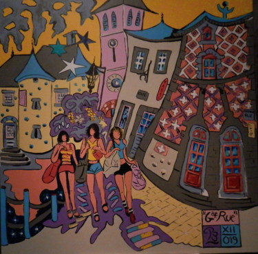 Peinture intitulée ""grande rue"" par Patrick Bergès, Œuvre d'art originale, Acrylique