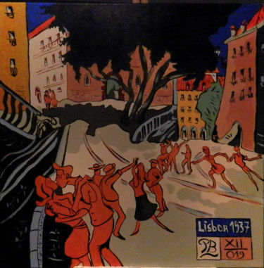 Peinture intitulée ""Lisboa 1937"" par Patrick Bergès, Œuvre d'art originale, Acrylique