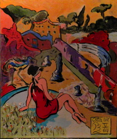 Pittura intitolato ""Ostia antica"" da Patrick Bergès, Opera d'arte originale, Olio