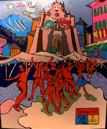 Malerei mit dem Titel "Seix, le bal 2" von Patrick Bergès, Original-Kunstwerk, Acryl